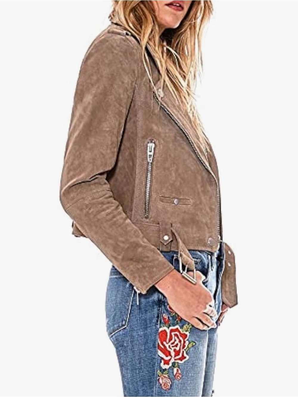 Blank NYC Taupe Suede Moto Jacket - Picture 2 of 9